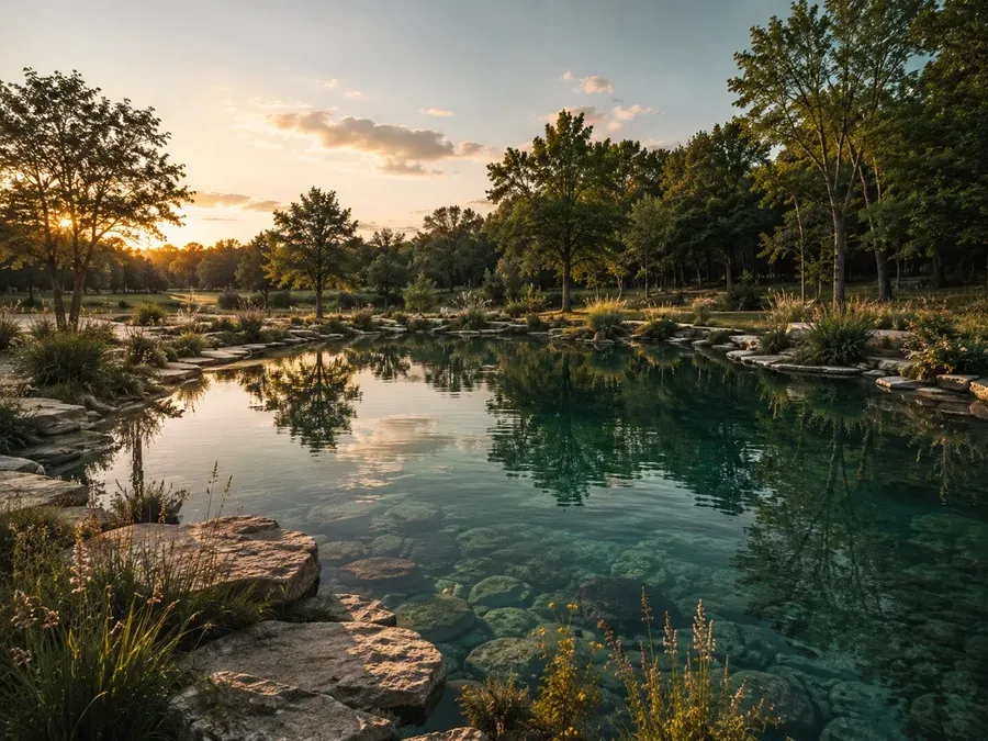 Conceptual spring-fed pond and landscaped water feature
