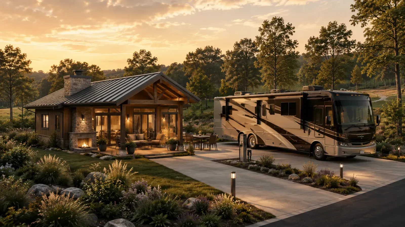Conceptual Grand Coach Site with a private coach house paired beside an oversized RV pad