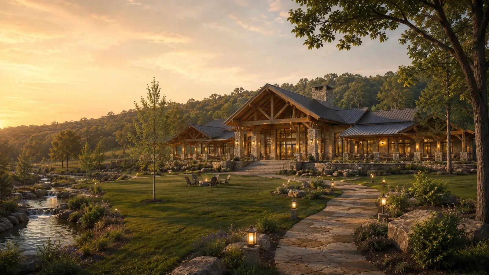 Conceptual view of the planned central gathering commons at the resort