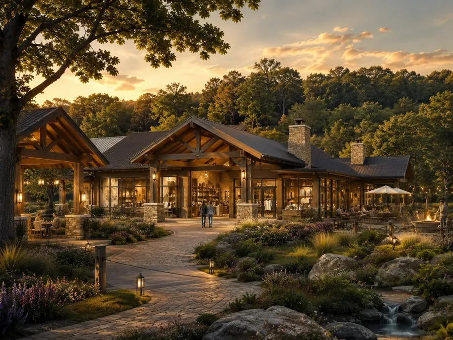 Conceptual resort dining porch and general store